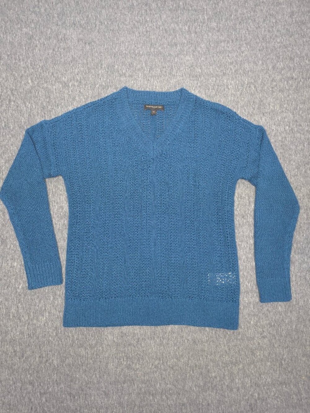 Banana Republic XS Blue Open Knit V-Neck Pullover SweaterN